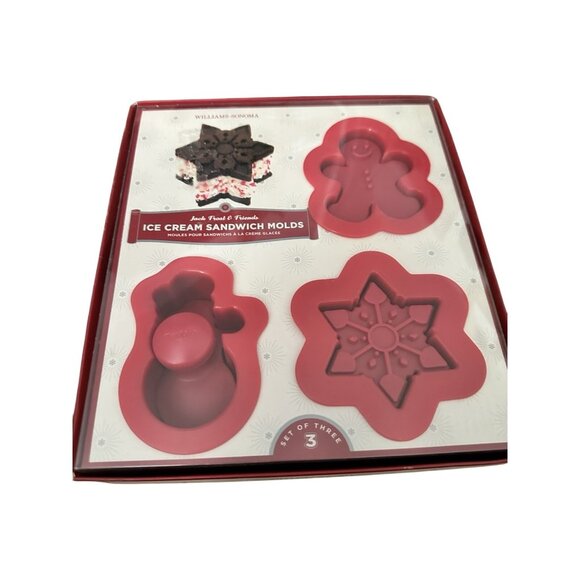 Williams-Sonoma Ice Cream Sandwich Red Molds Gingerbread/Snowman/Snowflake - Picture 1 of 4